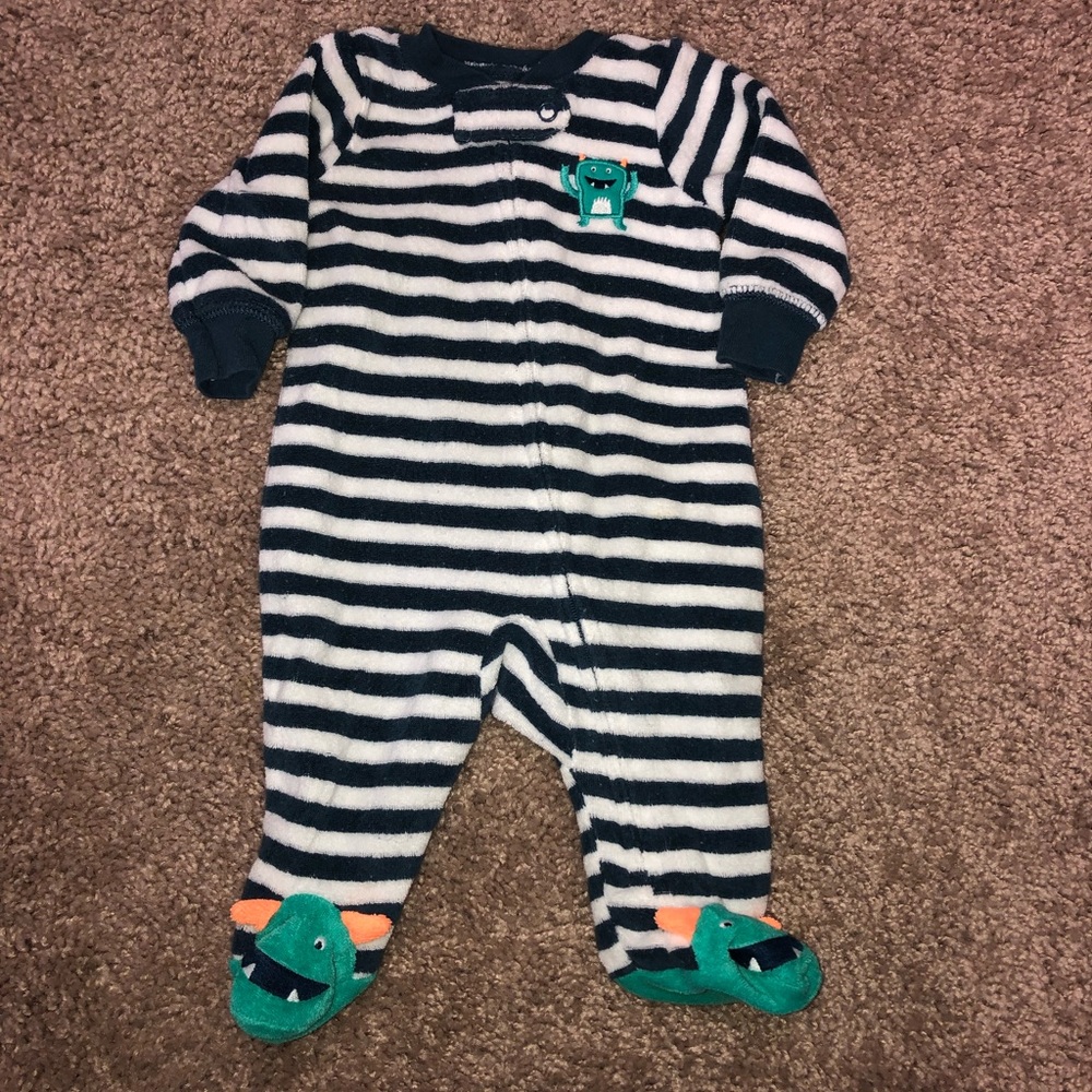 Boys newborn cute monster footie jammies